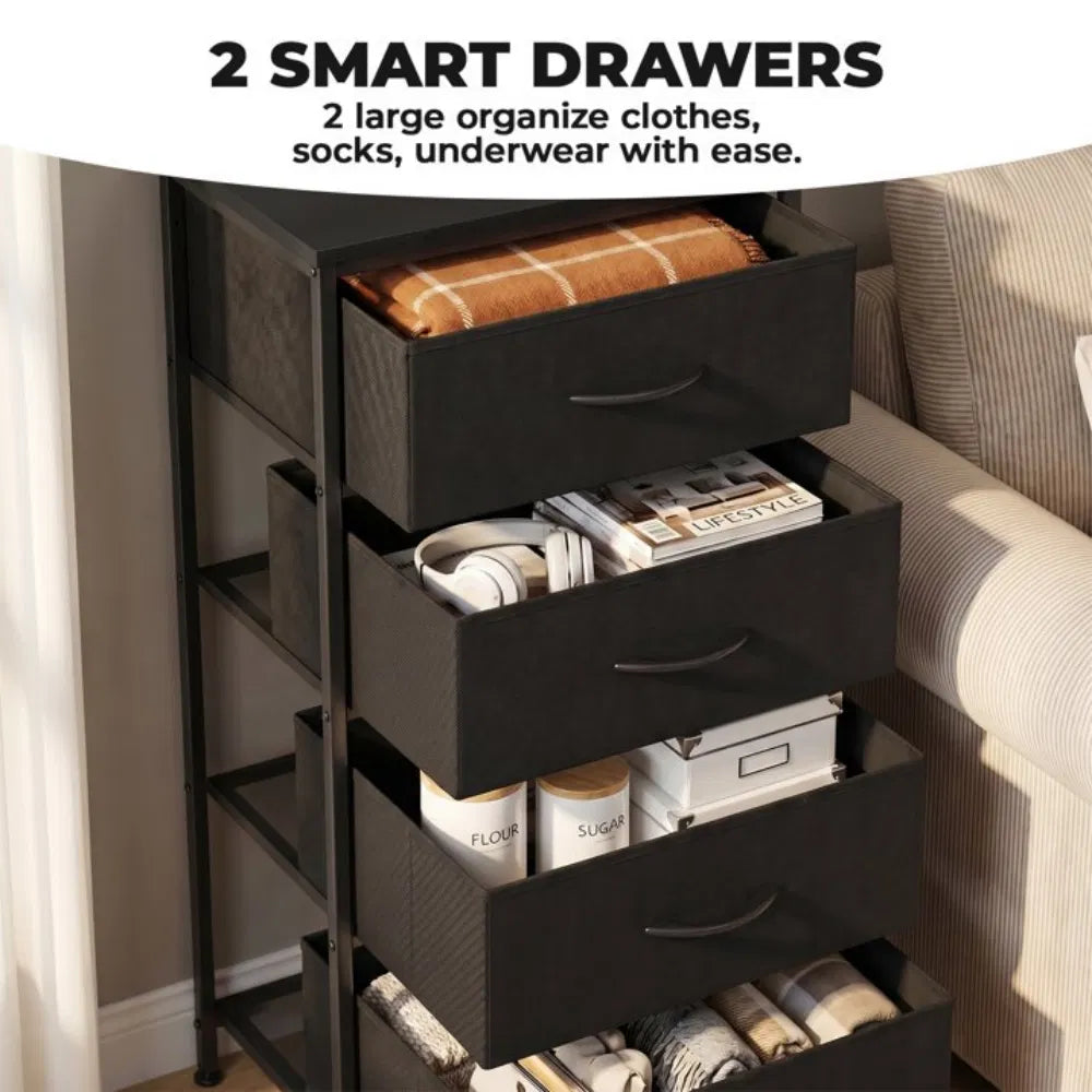 2/4-Drawer Dresser With Metal Frame & Wood Top, Fabricstorageorganizer