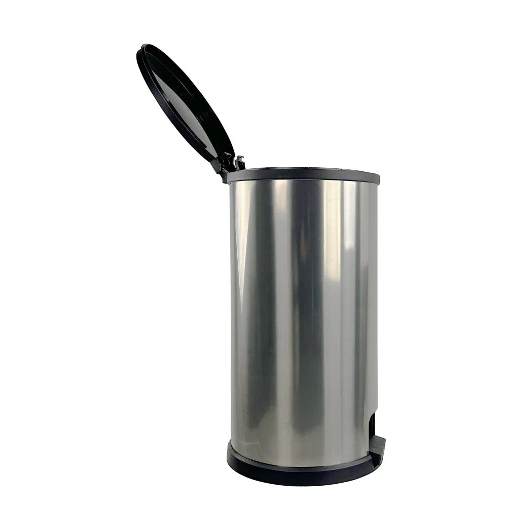 Kitchentrash Can, 7.9 Gallon Plastic Step Garbage Bin With Lid, Silver