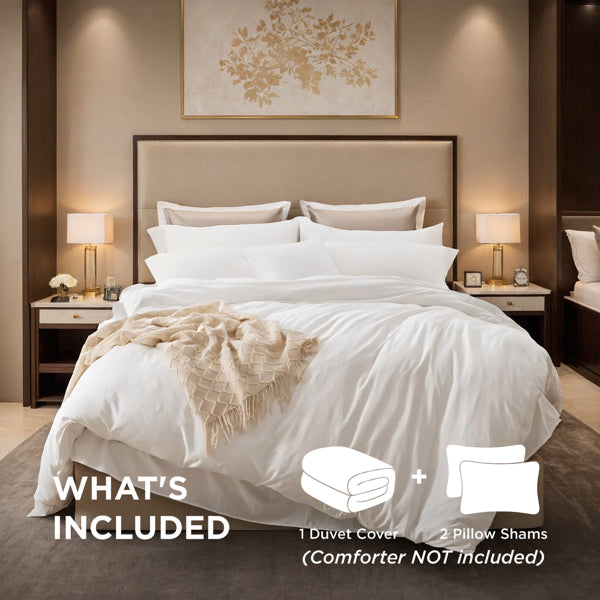 1-Pack White 3-Piece Bedding Set Solid Duvet Cover Set Includes One