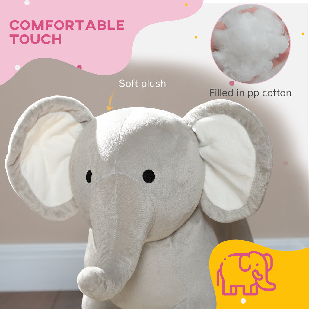Kids Rocking Animal, Elephant Rocker With Realistic Sounds, Plush Ride