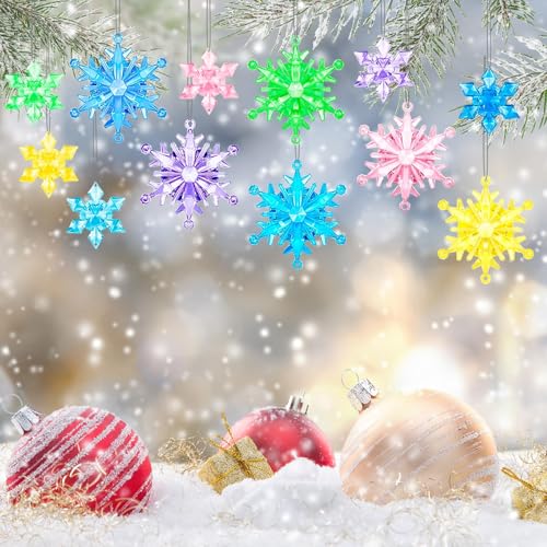 60PcsChristmas Winter Snowflake Ornaments Winter Snowflakehanging