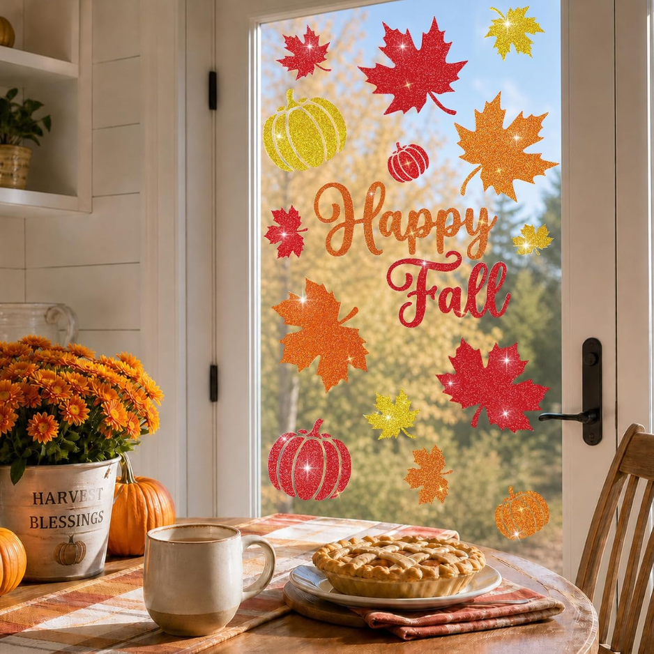 Fall Window Clings Autumn Thanksgiving Window Stickers Decals Decor 6
