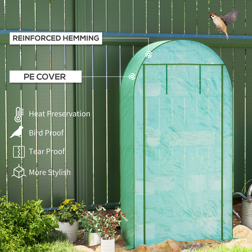 Mini Greenhouse, Portable Greenhouse With 4 Tier Shelves, Roll-up Door