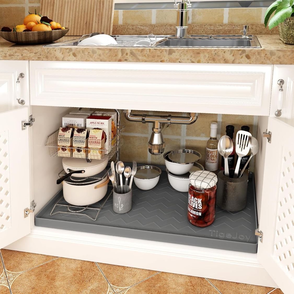 Under Sink Mats For Kitchen Waterproof, Leak-proof Silicone Mat Sink
