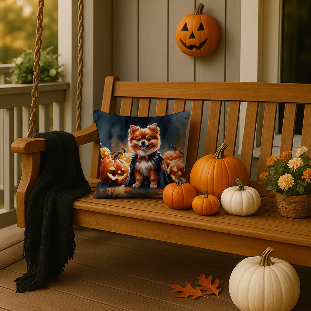 Pomeranian Puppy Halloween Throw Pillow Machine Washable, Indoor