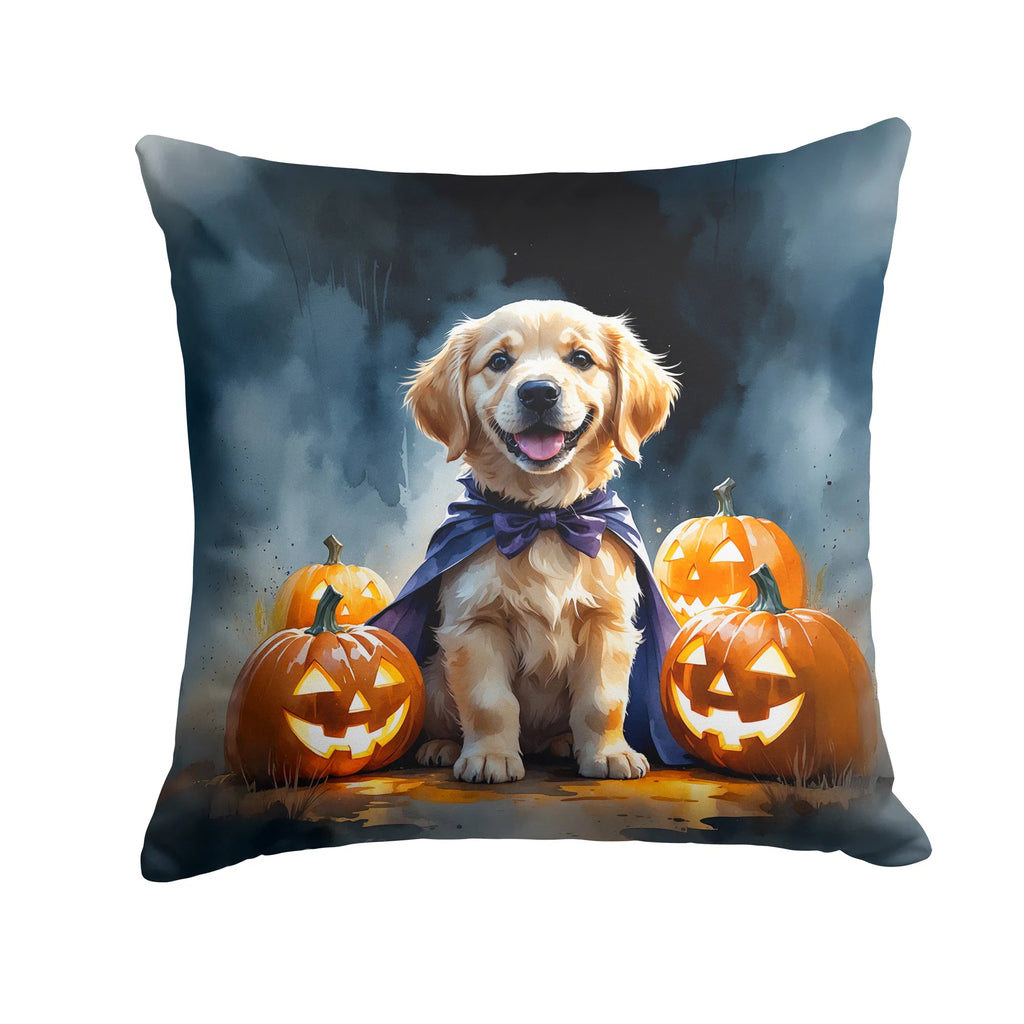 Golden Retriever Puppy Halloween Throw Pillow Machine Washable, Indoor
