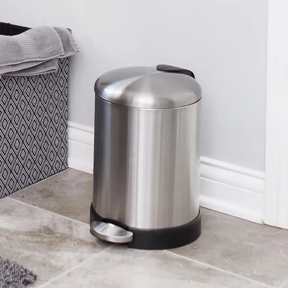 Bathroom Trash Can, 1.2 Gallon Stainless Steel Small Step Garbage Bin