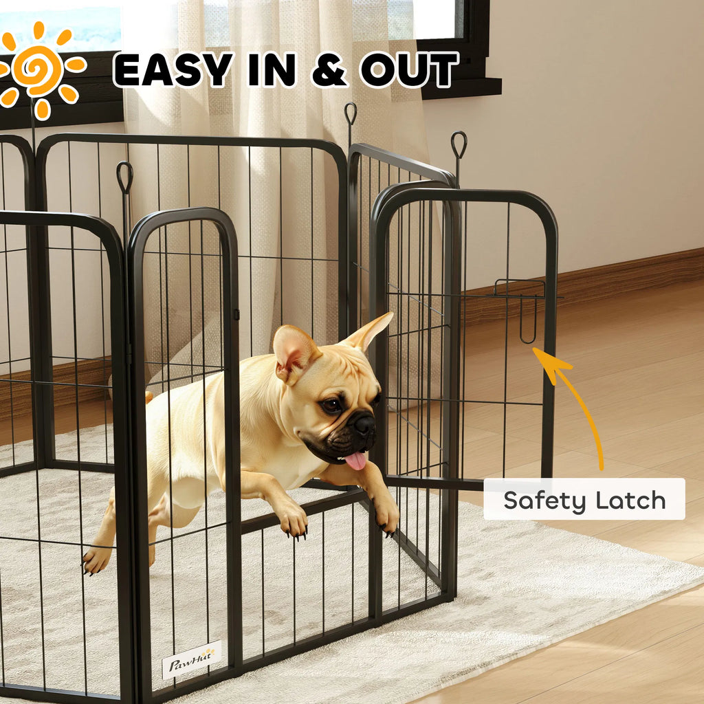 6 Panels Heavy Duty Dog Playpen Outdoor Indoor With Door & Strap, 24"
