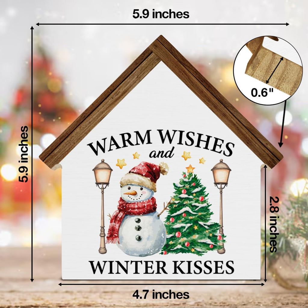 Winter Christmas Home Decor, Snowman Warm Wishes Winter Kisses House