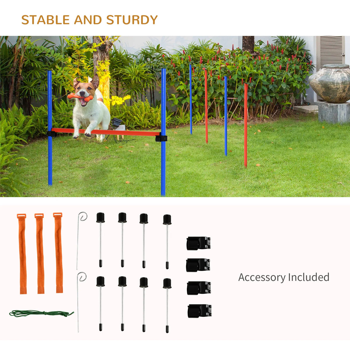 Dog Pet Agility Training Kit High Jump Weave Pole Ring Obedience