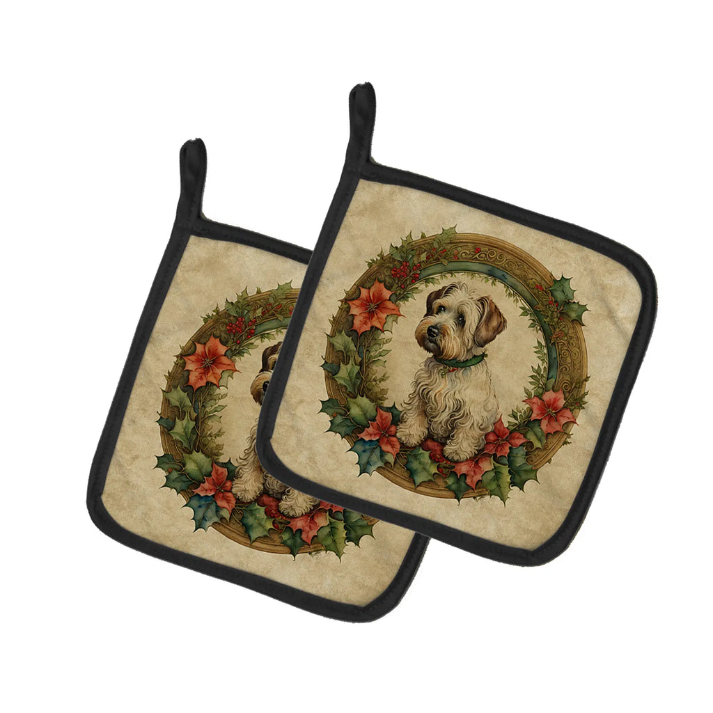 Sealyham Terrier Christmas Flowers Pair Of Pot Holders Kitchen Heat