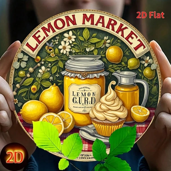 1pc Vintage Lemon Tin Sign 20x20cm, "" Tin Sign 20x20cm, 20x20cm, Retro