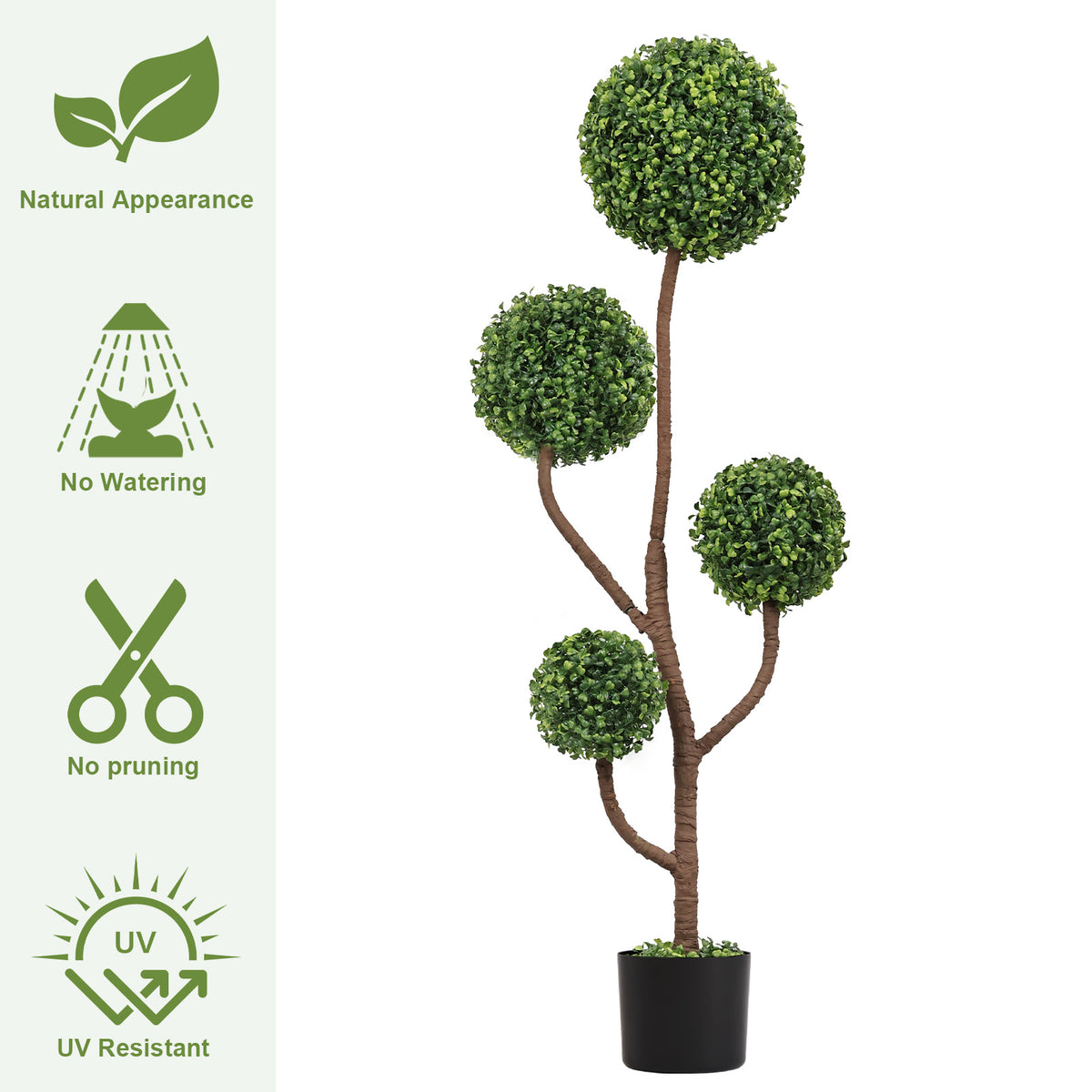 4FT Tall Artificial Boxwood Topiary Tree Large Faux Green Plant In Pot