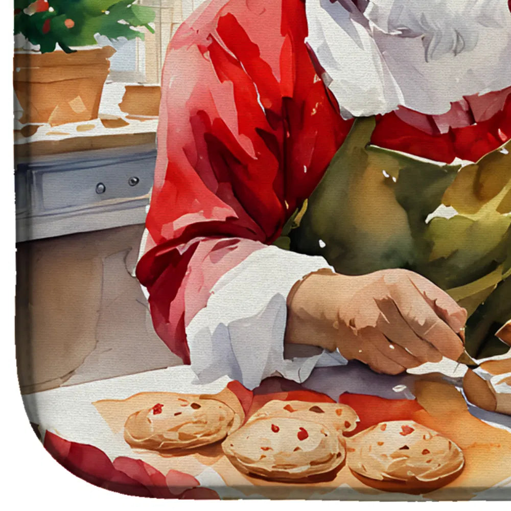 Cookies With Santa Claus Dish Drying Mat Absorbent Dish Drying Mat Pad
