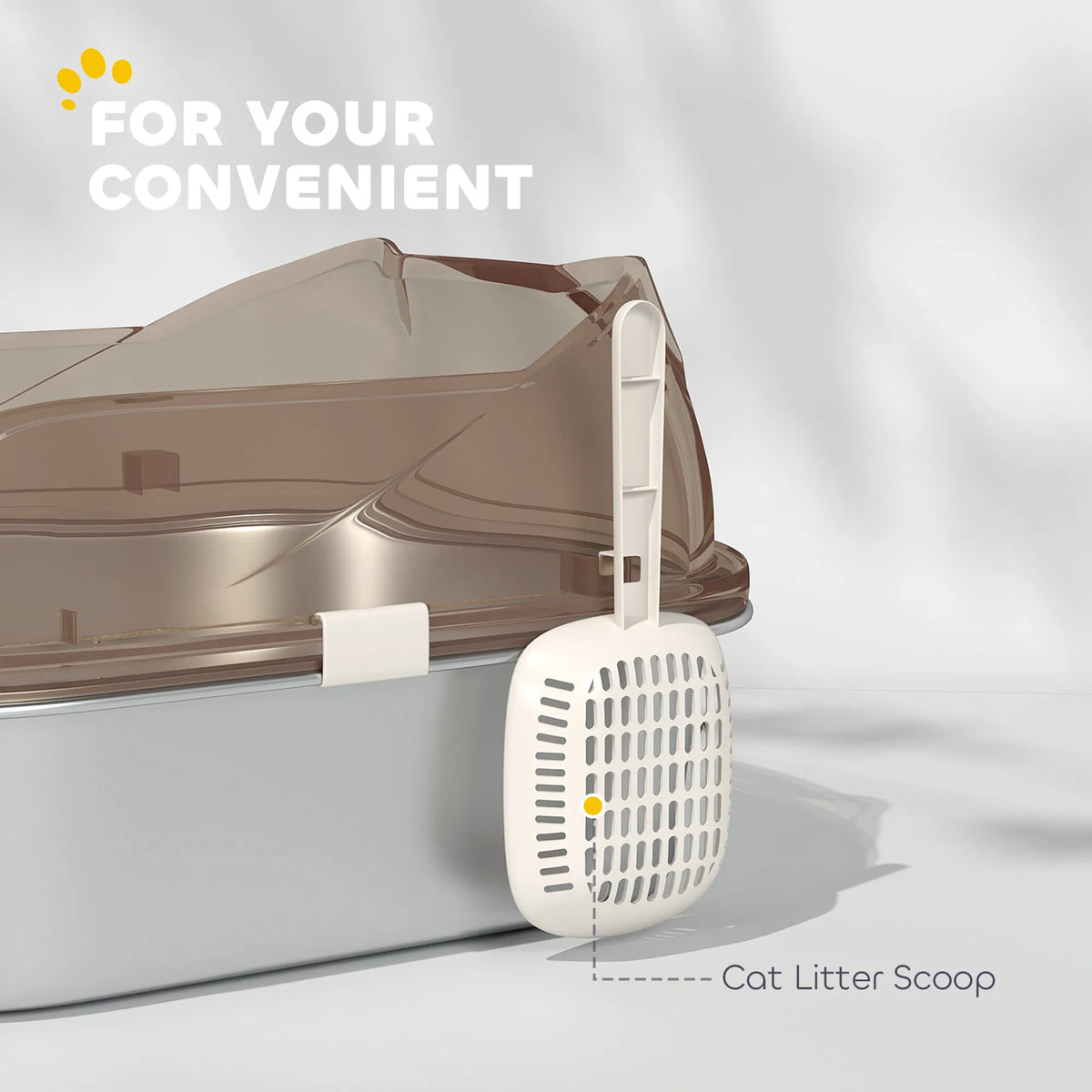 Stainless Steel Cat Litter Box With High Sided Enclosure, Steps & Scoop