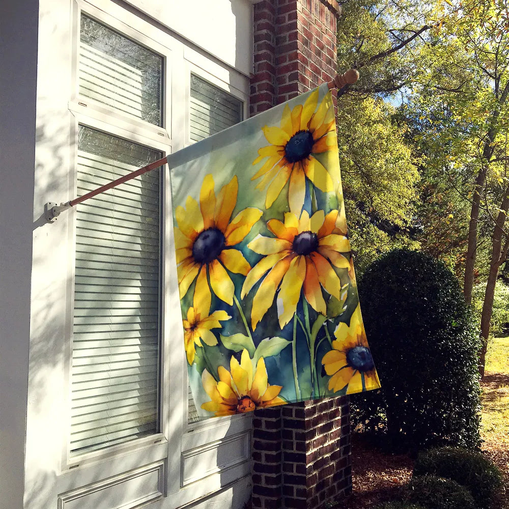 Maryland Black-eyed Susans In Watercolor House Flag Large Porch Sleeve