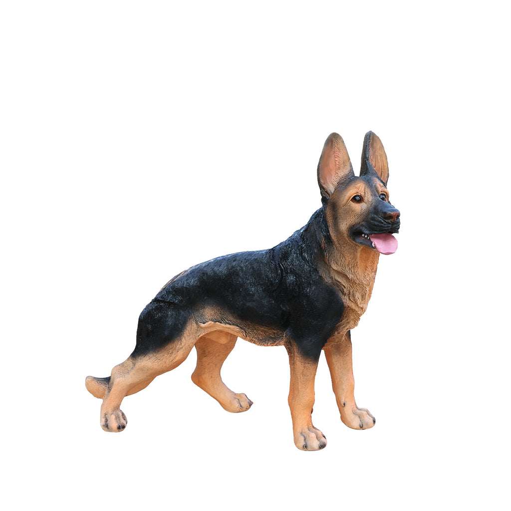 Outdoor German Shepherd Dog Statue Greeter Garden Decor – Cute Puppy