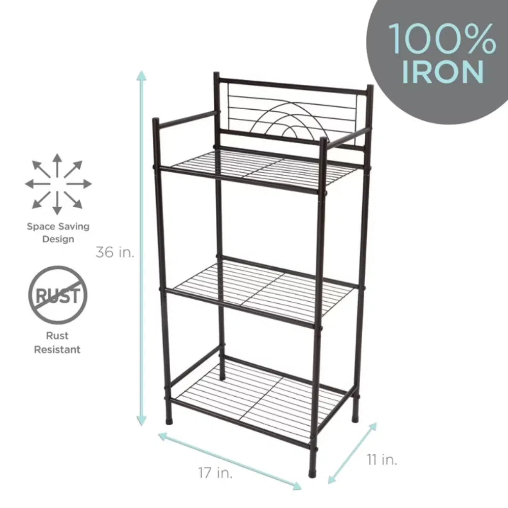 3 Shelves Tiered Ironstorageshelf In Oil Rubbed Bronze
