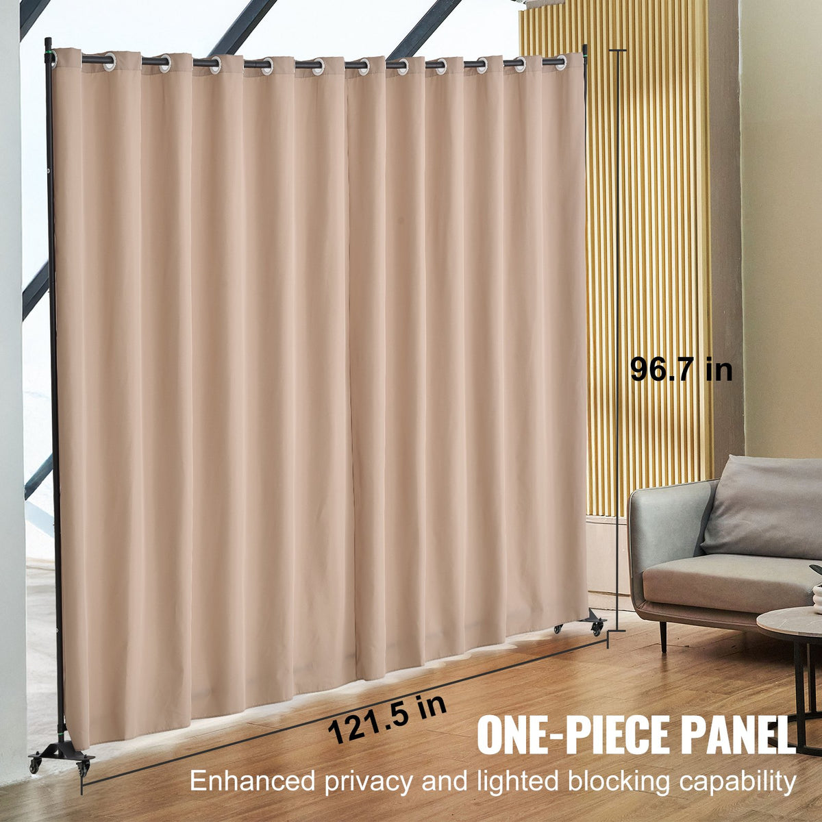 Room Divider, 96×120inch Portable Panel Room Divider With Wheels