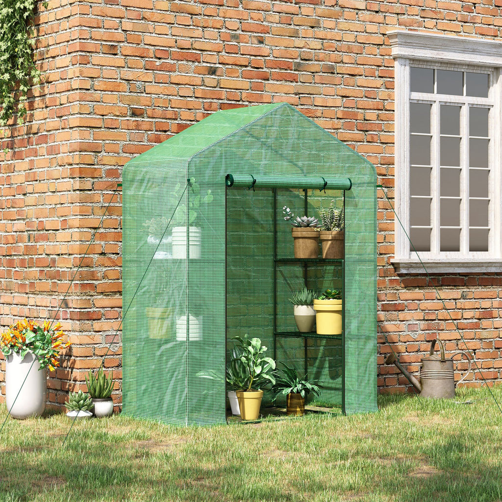 56" X 29" X 77" Walk-in Greenhouse, Garden House With 3 Tier Shleves