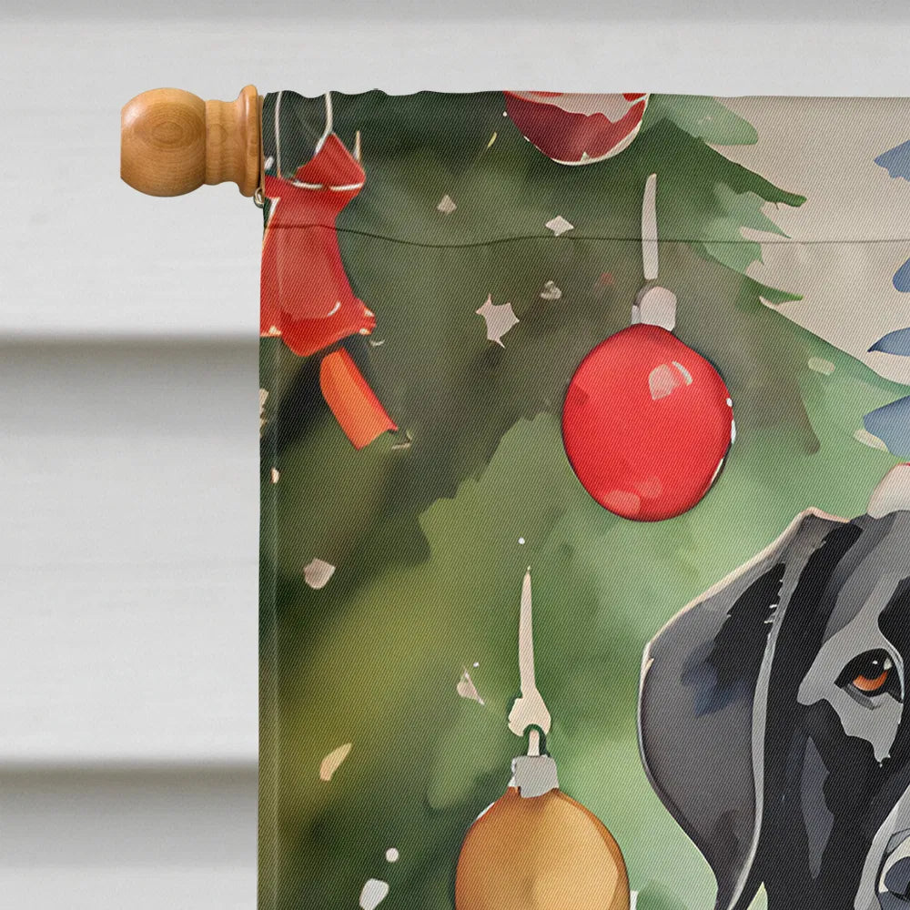 Black Labrador Retriever Christmas House Flag Large Porch Sleeve Pole