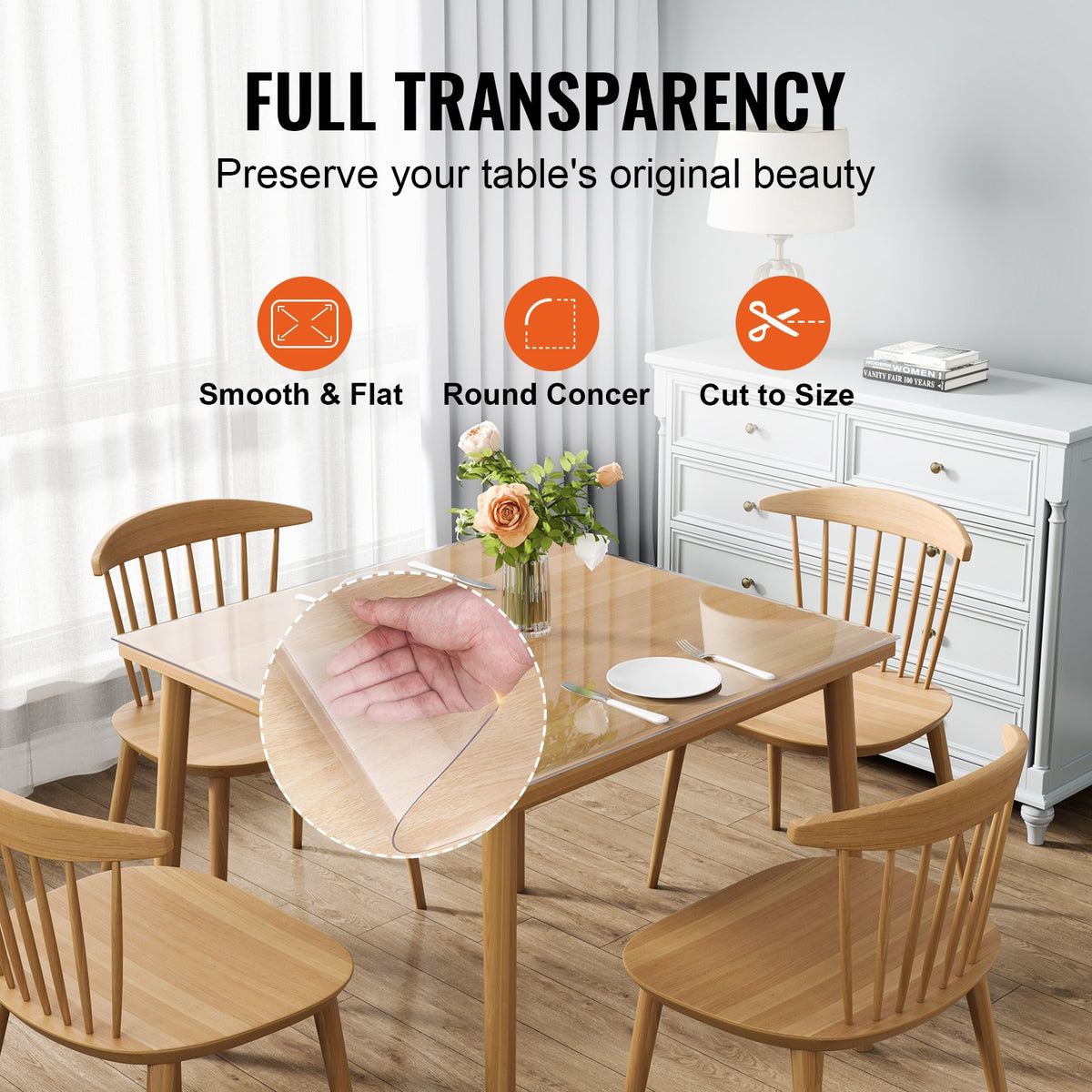 Clear Table Cover Protector, 12" X 12"/305 X 305 Mm Table Cover, 1.5 Mm