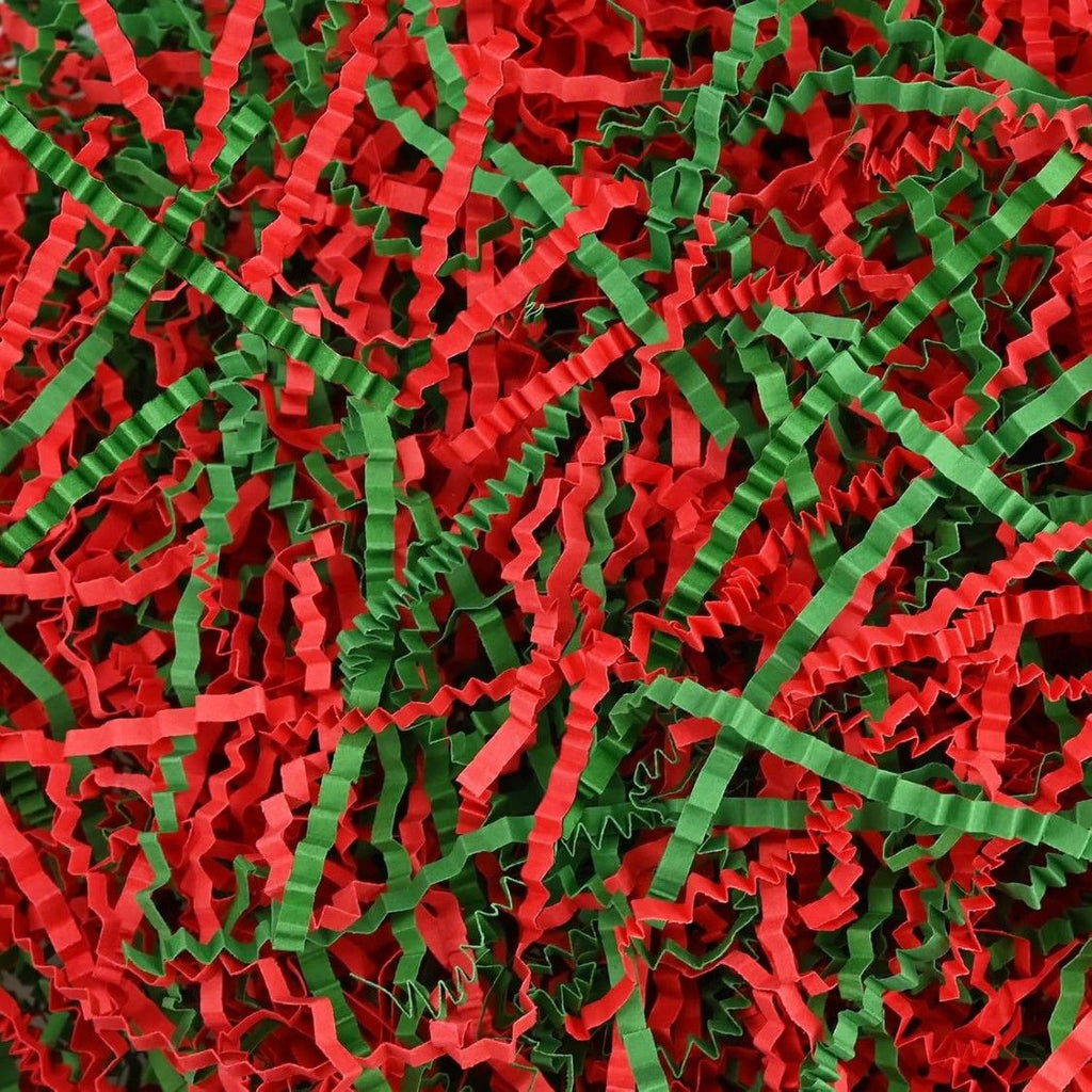 Red & Green Crinkle Cut Paper Shred Filler Packing Grass Cushion