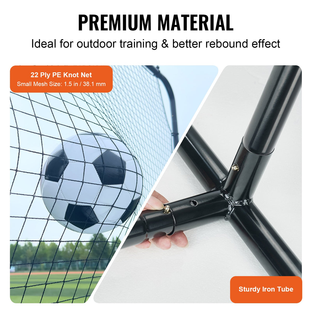 Soccer Rebounder Net, 12x6FT Iron Soccer Training Equipment, Sports