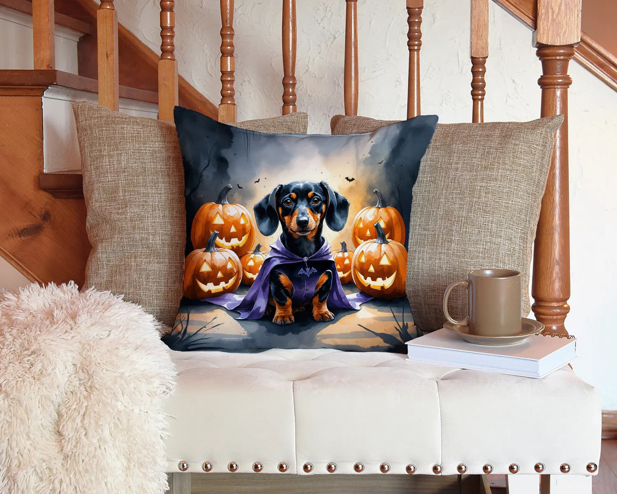 Dachshund Puppy Halloween Throw Pillow Machine Washable, Indoor Outdoor