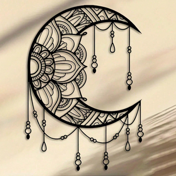 Mandala Moon Wall Art Iron Wall Hanging For Yoga Meditation Room Decor