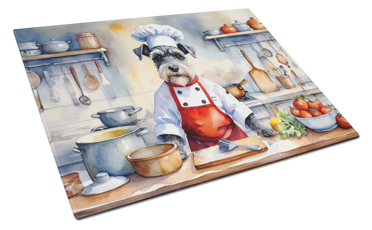 Schnauzer The Chef Glass Cutting Board Decorative Tempered Glass