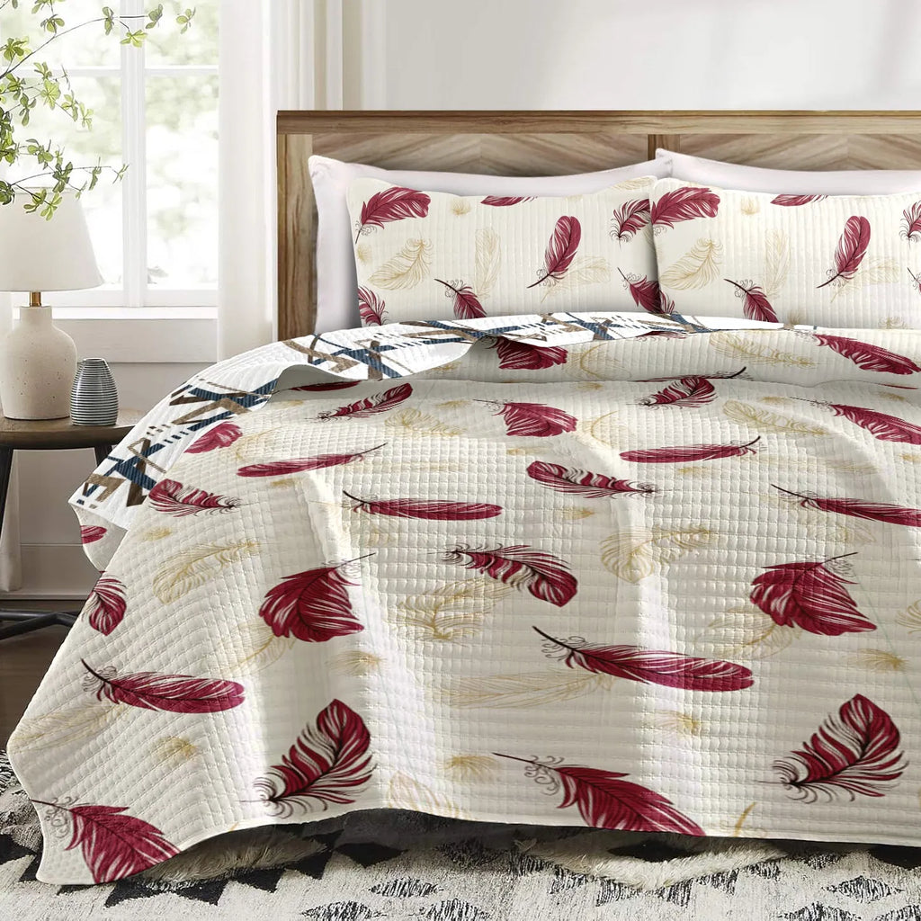 Quilted Bedspread & Curtain Set 9 Piece, Queen Size - Bedding Ensemble