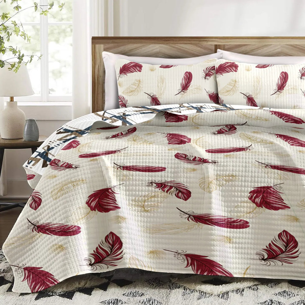 Quilted Bedspread & Curtain Set 9 Piece, Queen Size - Bedding Ensemble