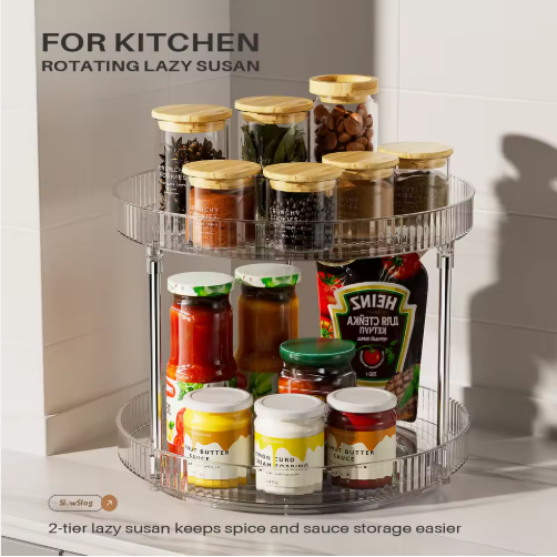 Double-layer Turntable Rotating Spice Rack Organization Spinning