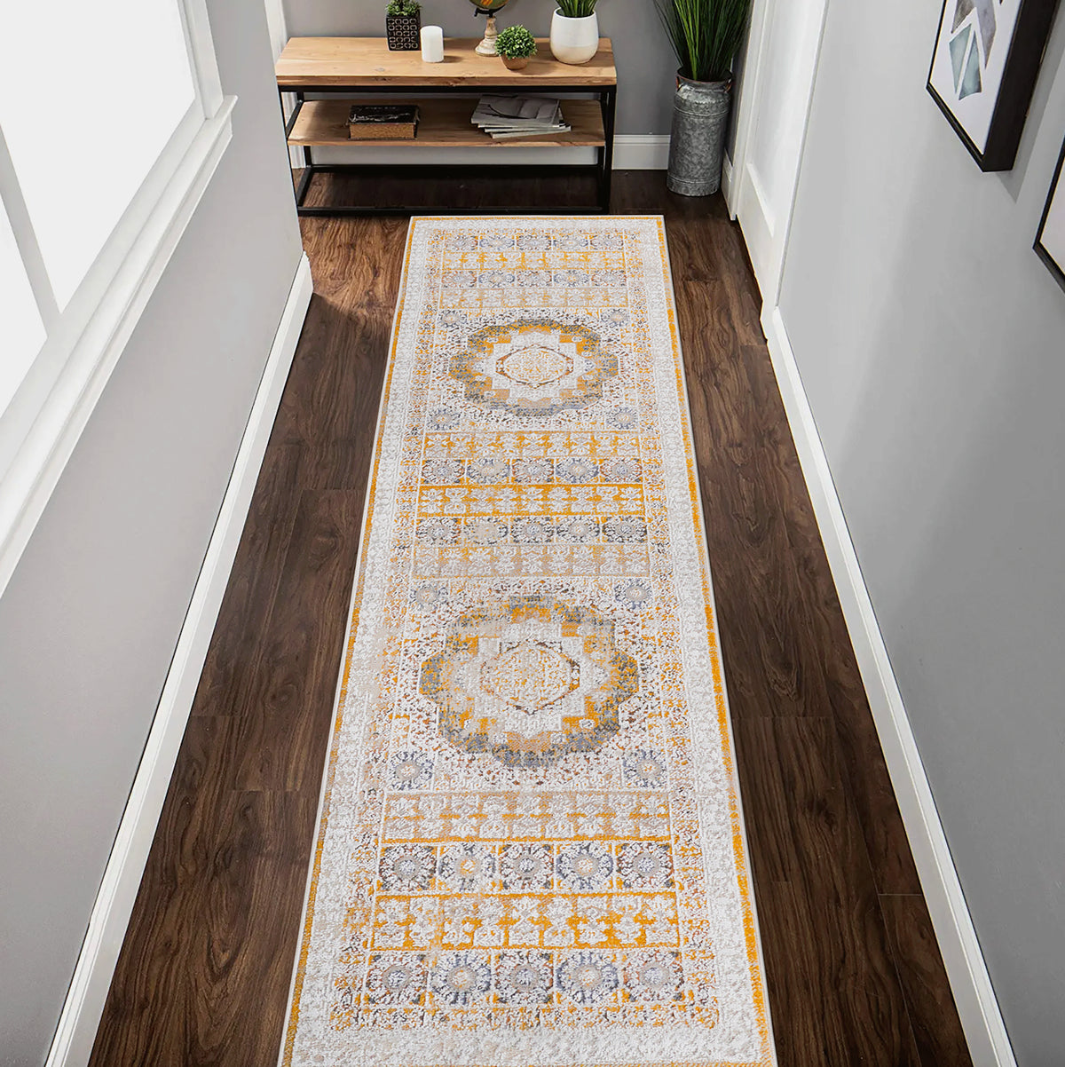 Payas C Ollection 2X8 Cream Ivory Medallion Runner Rug