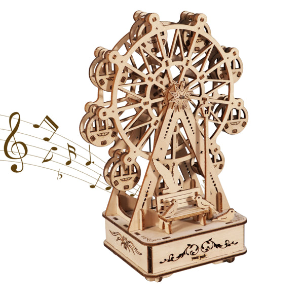 3D Wooden Puzzles Music Box Ferris Wheel DIY Crafts Handmade Model Kits