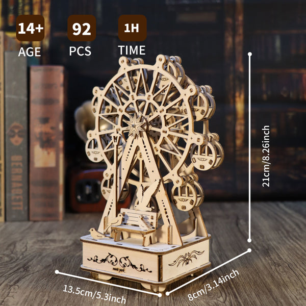 3D Wooden Puzzles Music Box Ferris Wheel DIY Crafts Handmade Model Kits