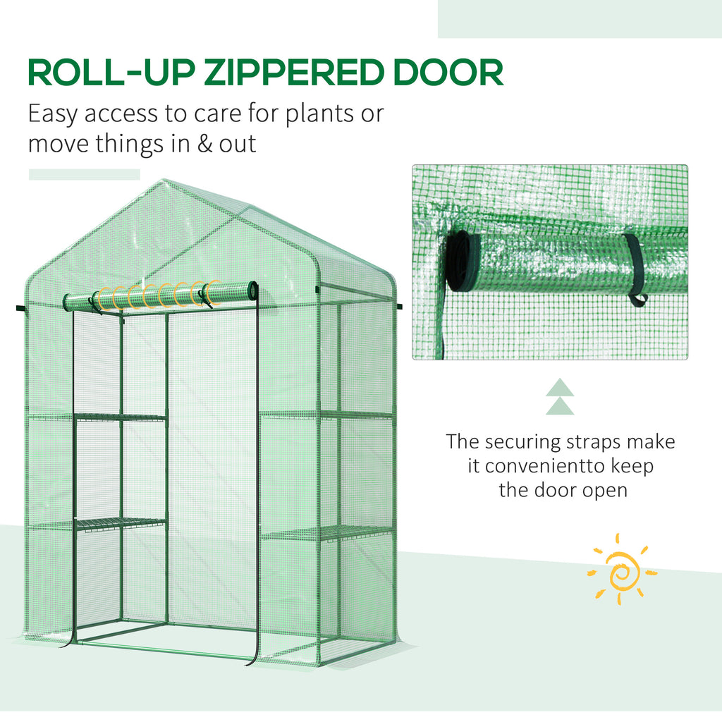 56" X 29" X 77" Walk-in Greenhouse, Garden House With 3 Tier Shleves