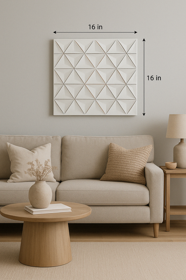 White Square Shape Handcrafted MDF Wall Decor 16inchx16inch Elegant
