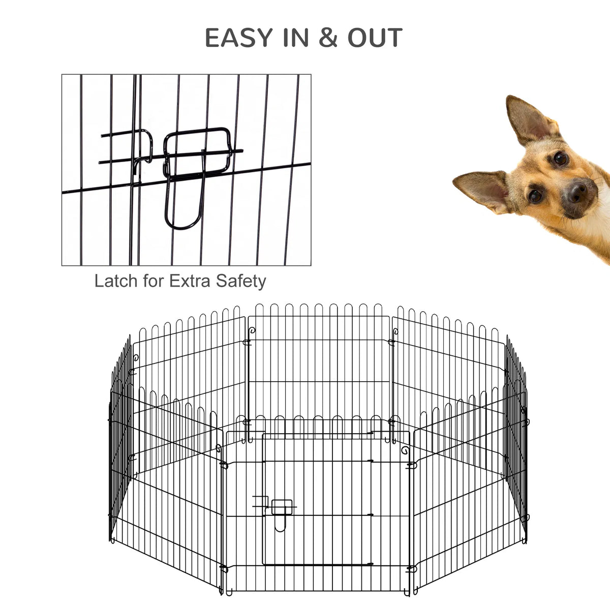 24inch 8-Panel Dog Playpen Octagon Pet Exercise Playpen Crate Foldable