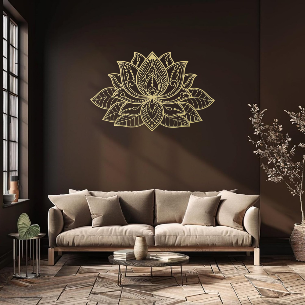 Radiant Lotus Mandala Metal Wall Art - Zen Bohemian Decor For Living
