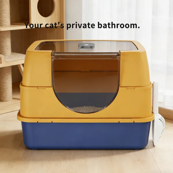 Enclosed Cat Litter Box, Orange - Odor-locking, Spacious For Large Cats