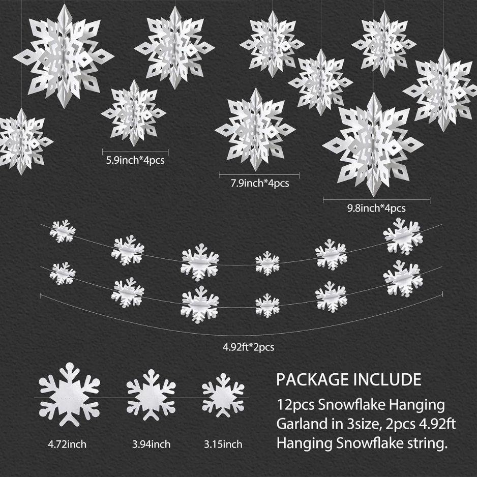 Decorations, Paper Christmas Hanging Decor Indoor, White, 14-Pc