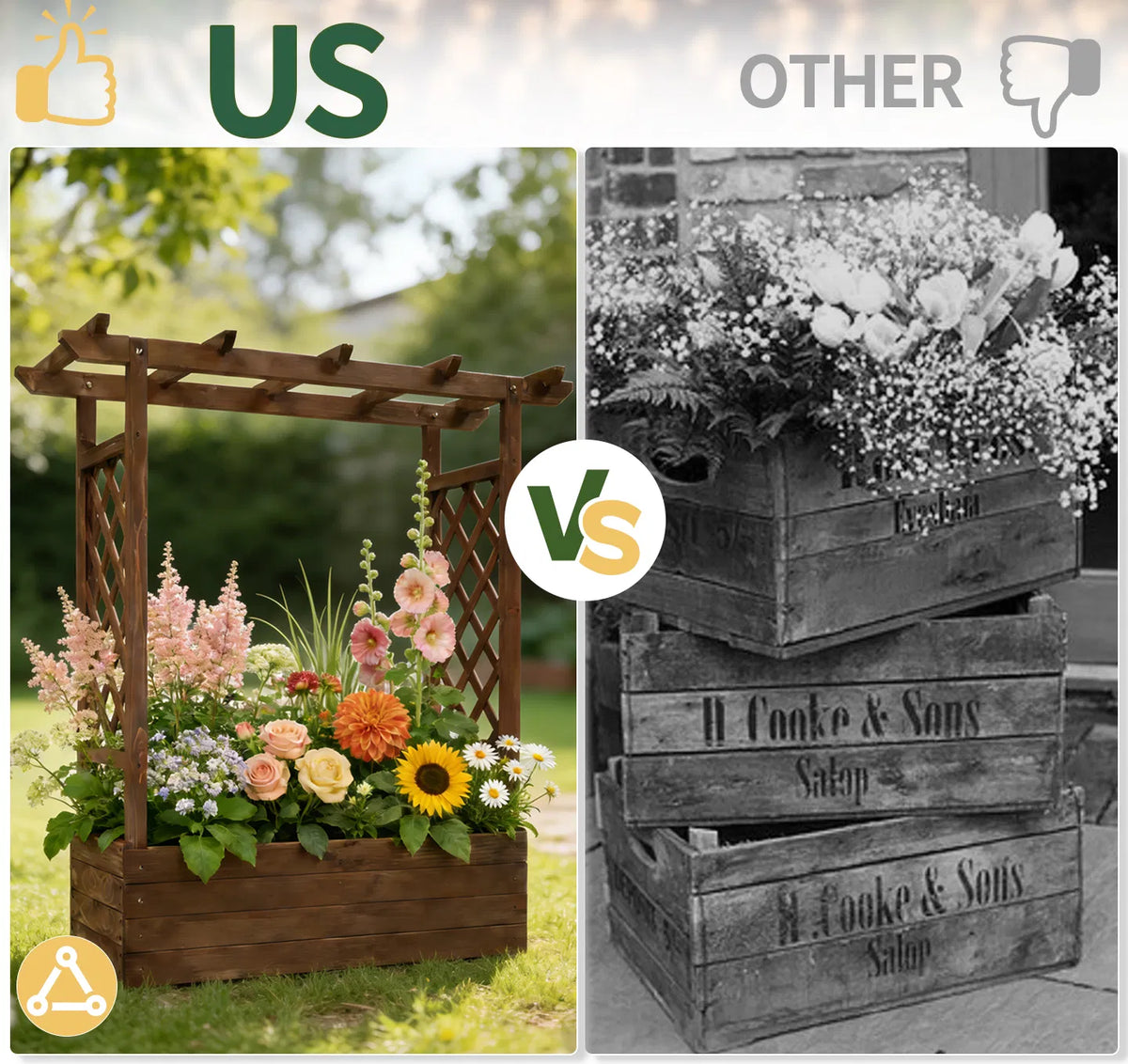 43.5*17.5*44.5 In Fir With Arched Lattice Raised Garden Bed Wooden