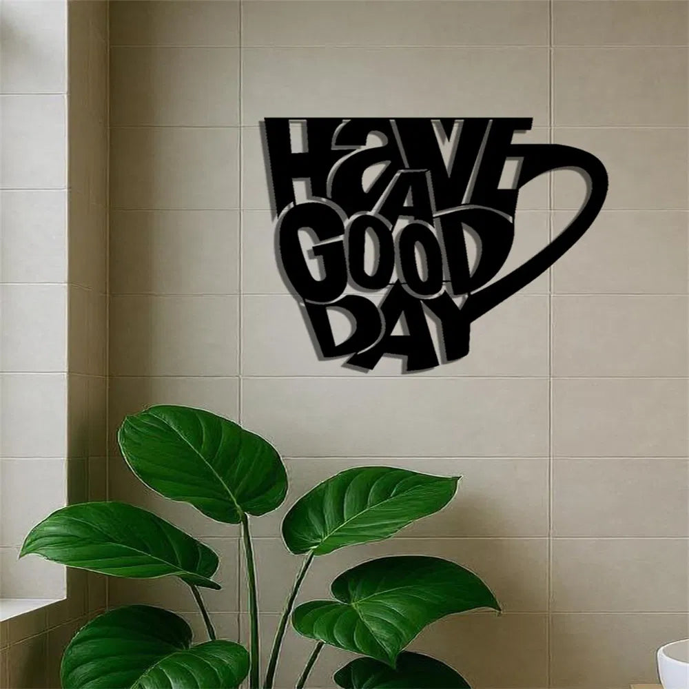 Modern Iron Mug Wall Art Black Hanging Decor For Coffee Tea Lovers