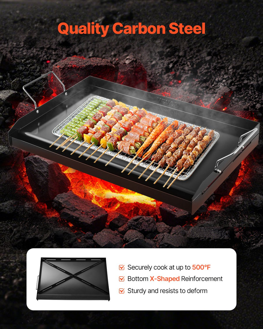 22x16 In Flat Top Griddle Carbon Steel Universal BBQ Grill Pan Cookware