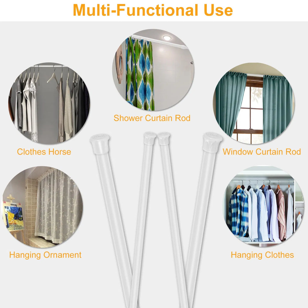 Tension Curtain Rod Spring Load Adjustable Curtain Pole Heavy-duty