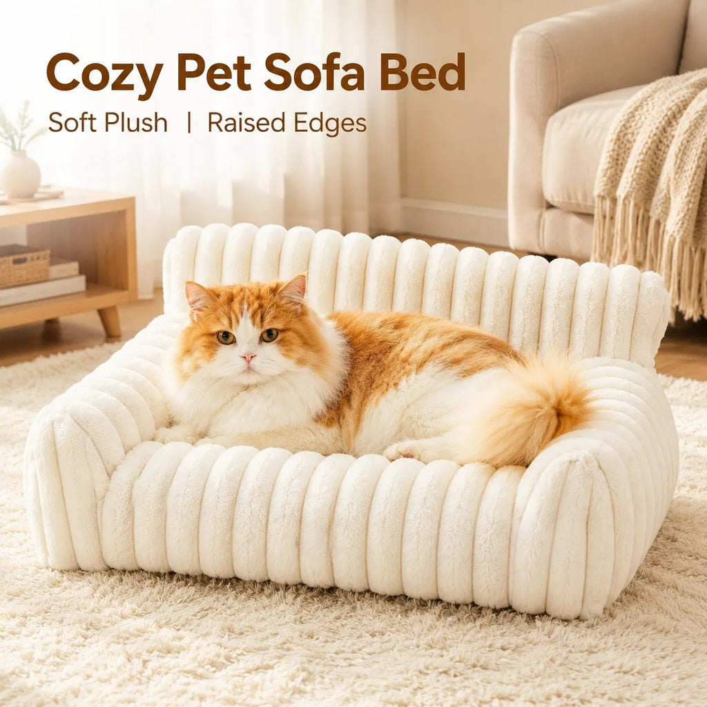 Cute Cat Couch For Pets - Fluffy Cat Beds With Premium Soft Corduroy