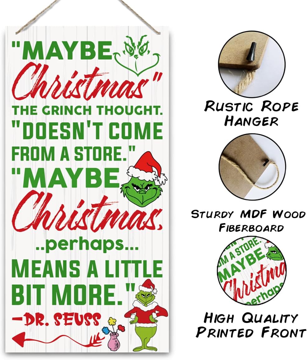 Christmas Decor Sign, Rustic Wooden Hanging Wall Sign, Winter Farmhouse