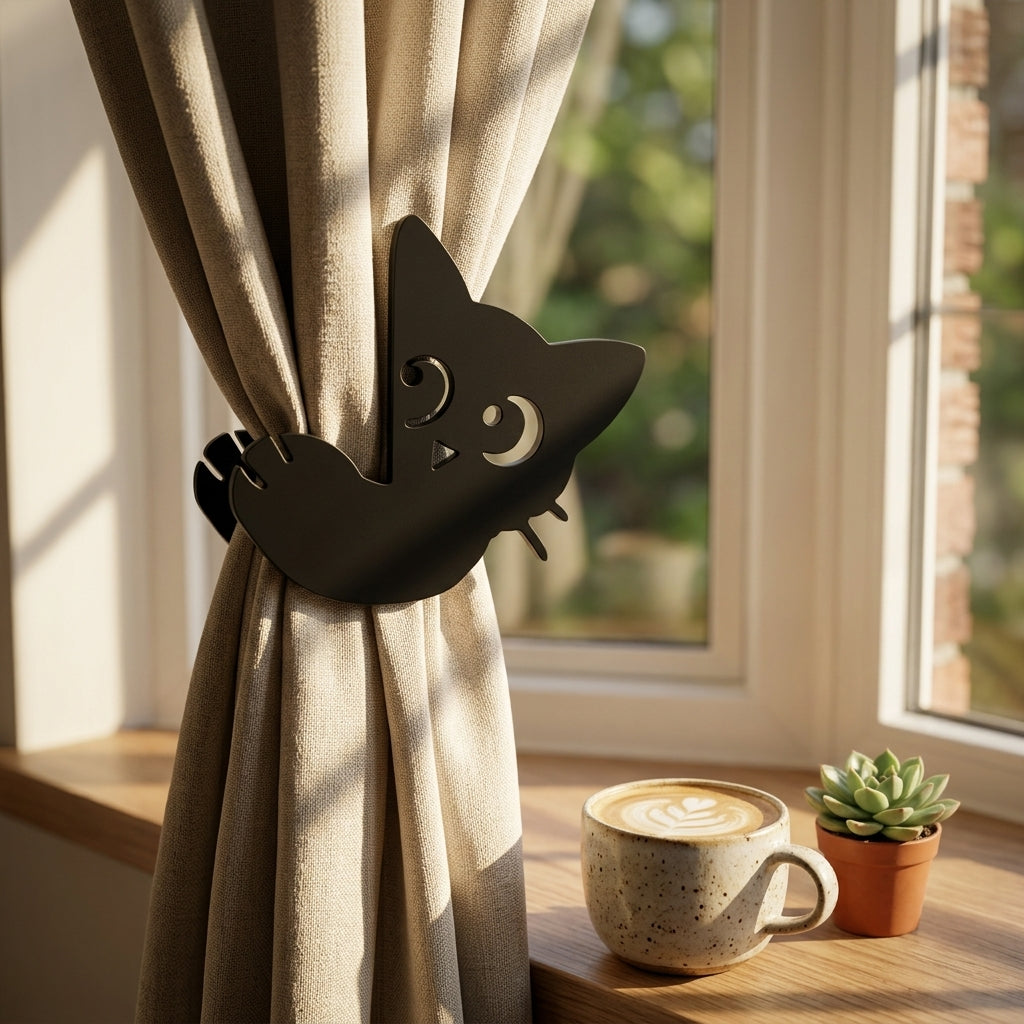 3D Printed Cat Curtain Tieback, Cute Cat Curtain Holder, Decorative